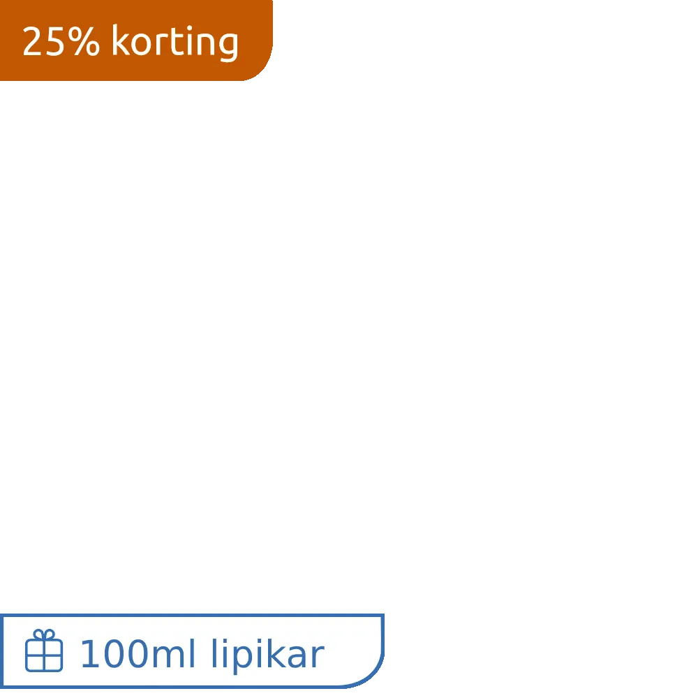Actielabel 25 procent korting en 100ml lipikar gratis cadeau