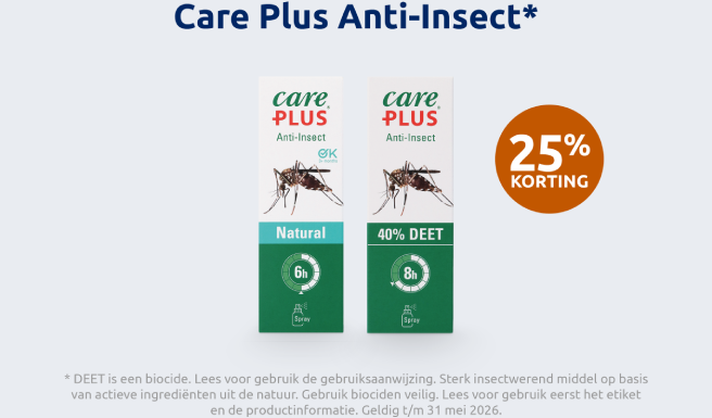 Klikbare afbeelding die naar een actiepagina voor Care Plus 25% korting