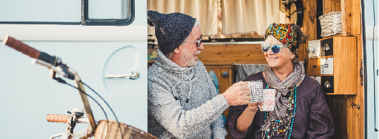 Sfeerbeeld. Man en vrouw geniet van een winterse dag.