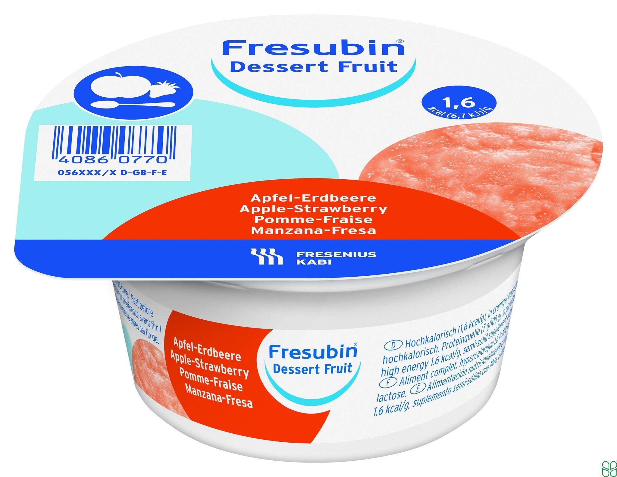Fresubin Dessert Fruit Dieetvoeding Pudding Appel-Aardbei 4x125g