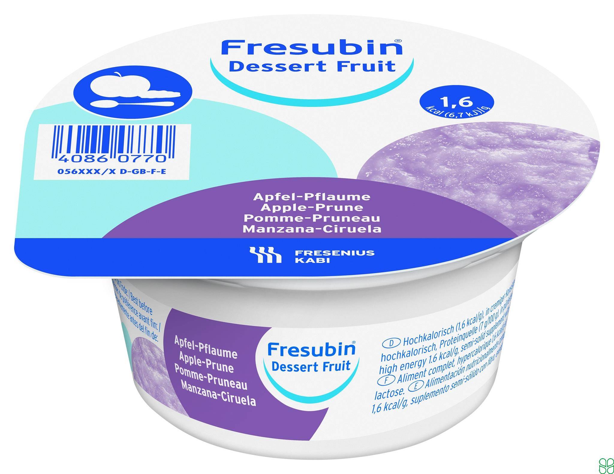 Fresubin Dessert Fruit Dieetvoeding Pudding Appel-Pruim 4x 125g