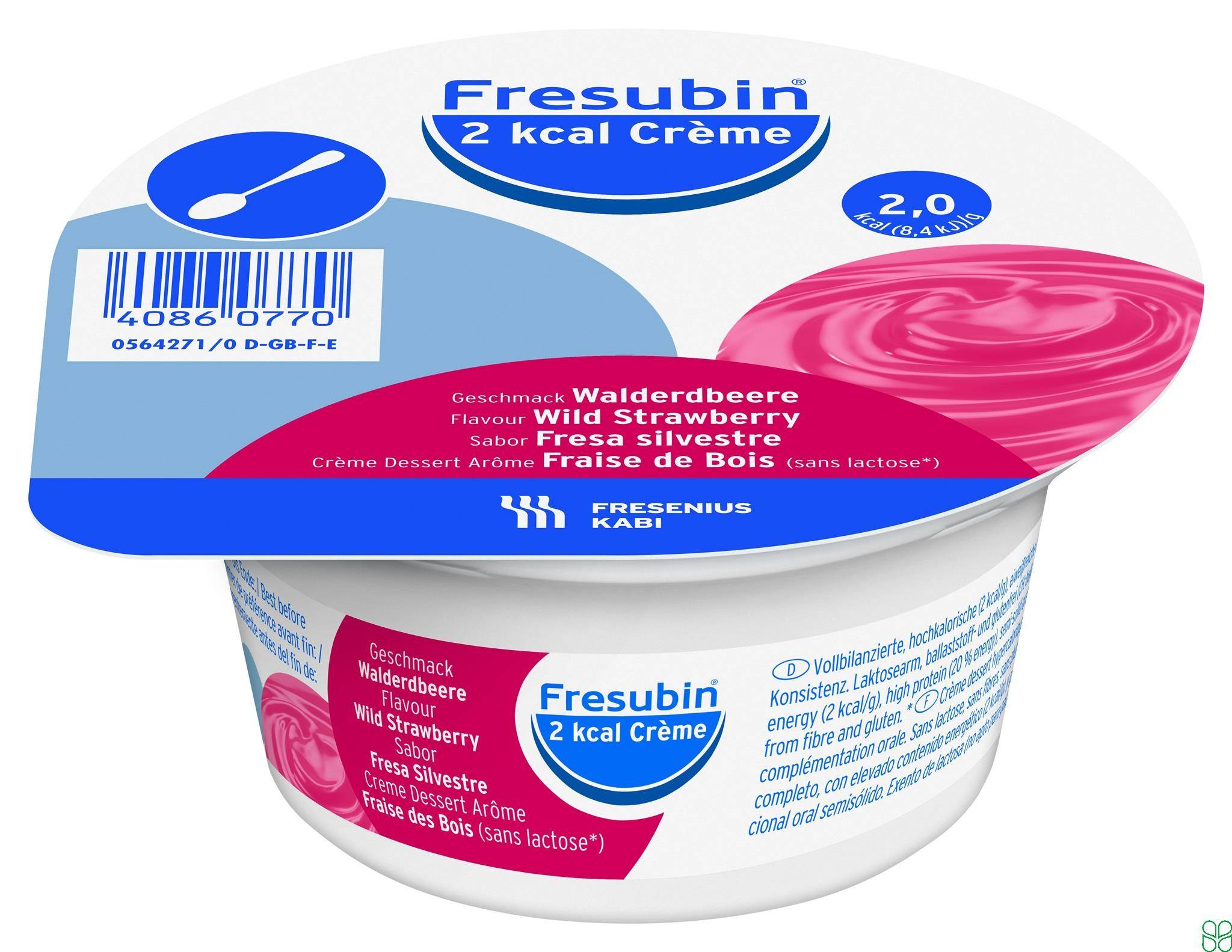Fresubin 2 Kcal Creme Dieetvoeding BosAardbei 4x 125g
