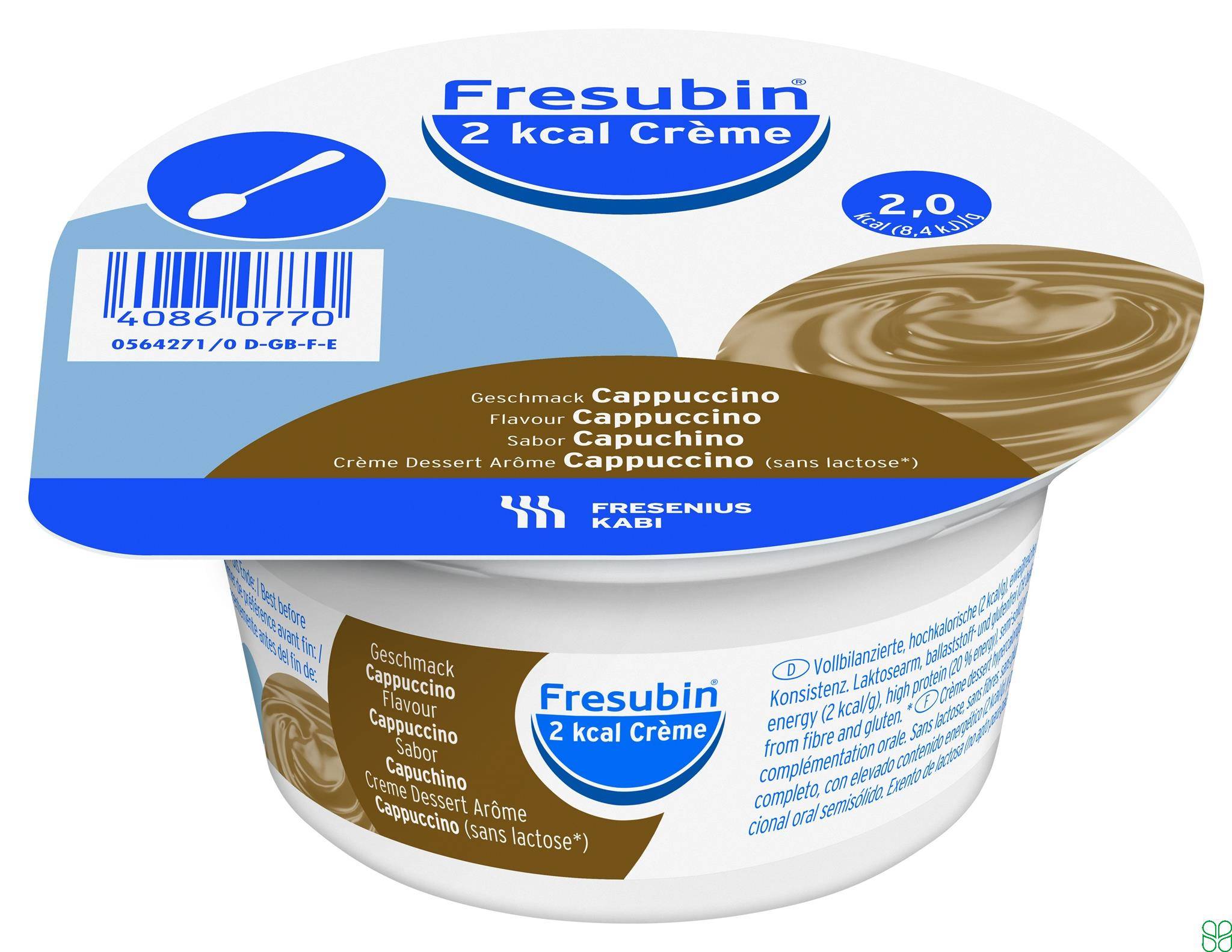 Fresubin 2 Kcal Creme Dieetvoeding Cappuccino 4x 125g