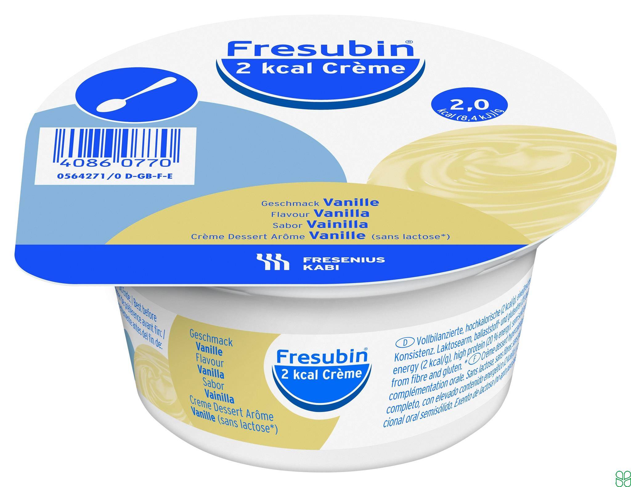 Fresubin 2 Kcal Creme Dieetvoeding Vanille 4x 125g