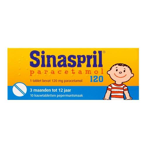 Sinaspril Paracetamol 120mg Kauwtabletten 16 stuks