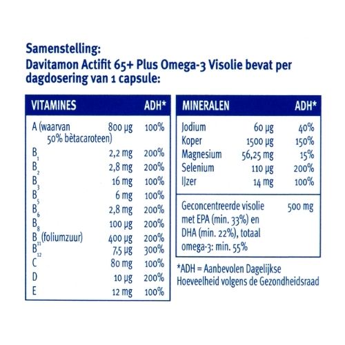 Davitamon Actifit 65+ Omega 3 Visolie 80 capsules