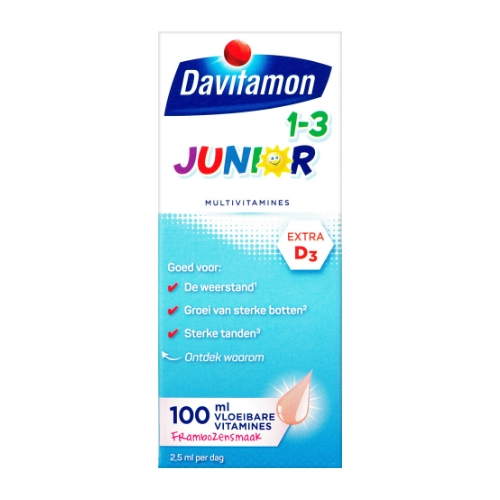 Davitamon Junior 1+ Framboos Vloeibaar 100 ml