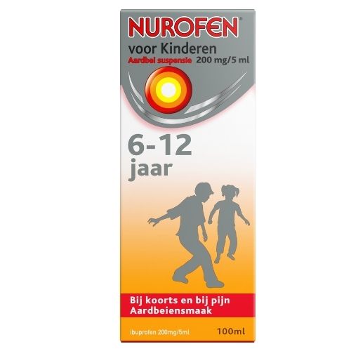 Nurofen Kinderen Ibuprofen 200mg/5ml Aardbei Suspensie 100ml