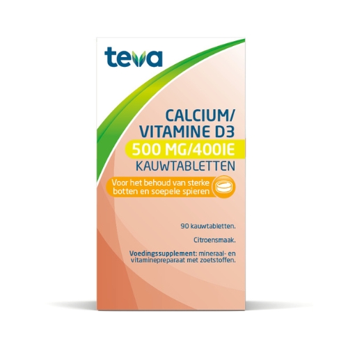 Teva Calcium/Vitamine D3 500mg/400IE Kauwtabletten 90 stuks