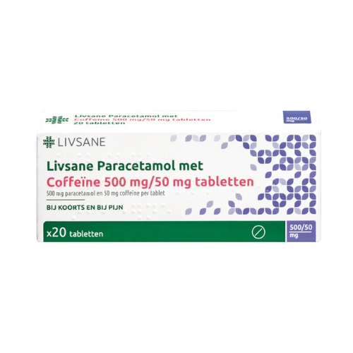 Livsane Paracetamol met Coffeine 500 mg/50 mg Tabletten 20 stuks