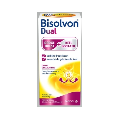 Bisolvon Dual Droge Hoest + Keelirritatie Siroop 100ml