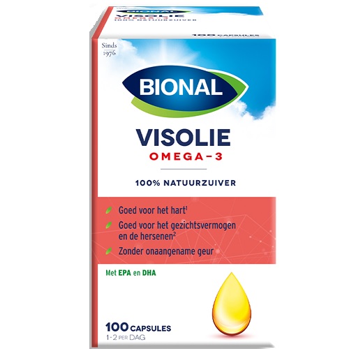 masker verloving details Bional Visolie Omega-3 Capsules 100 stuks bestellen bij BENU shop