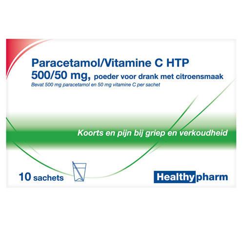 Healthypharm Paracetamol/Vitamine C 500/50mg Sachets 10 stuks