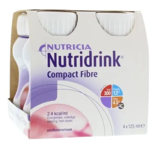 Nutridrink Compact Fibre Drinkvoeding Aardbei Flesje 4 x 125 ml