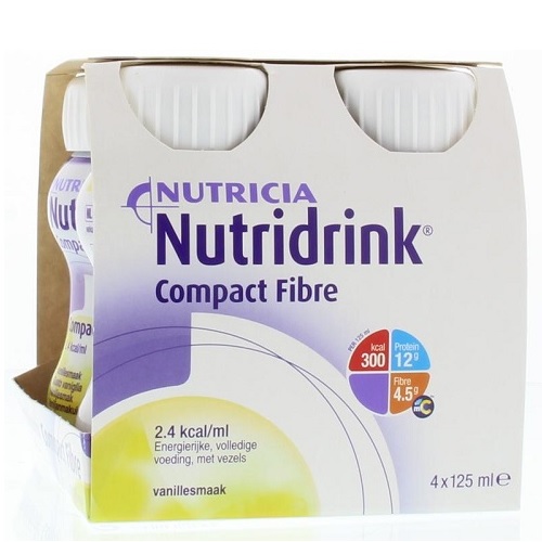 Nutridrink Compact Fibre Drinkvoeding Vanille Flesje 4 x 125 ml