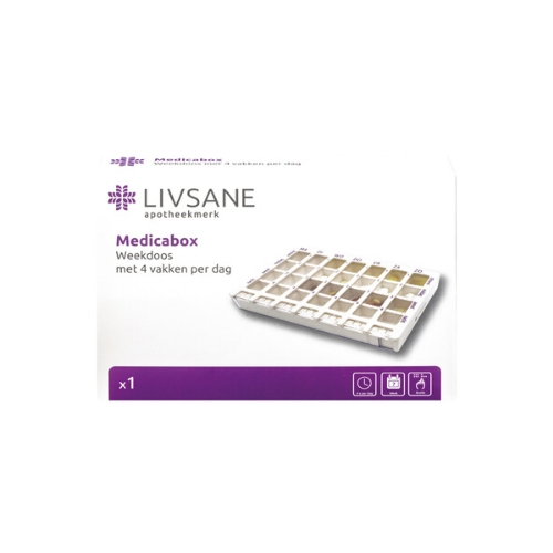Livsane Medicabox Weekdoos 28 Vaks; 15,5 X 11,5 X 2,7cm; Met Braille