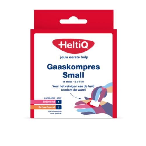 HeltiQ Gaaskompres Small 5 x 5 cm, 1 karton 16 stuks