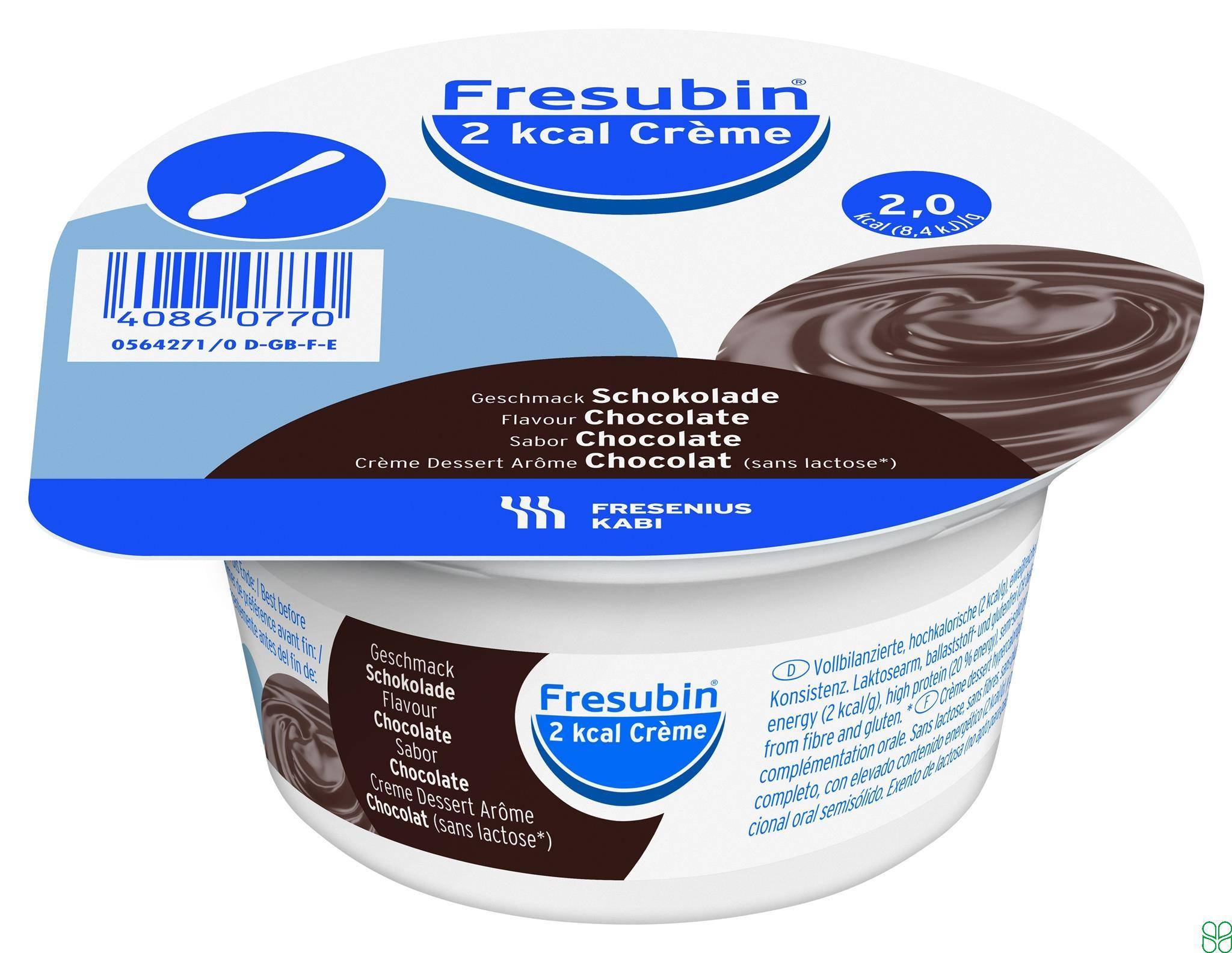 Fresubin 2 Kcal Creme Dieetvoeding Chocolade 4x 125g