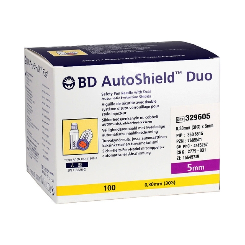 BD AutoShield Duo Veiligheidspennaalden 30gx5mm 100 stuks