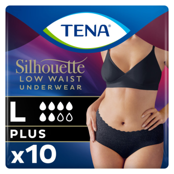 Tena Silhouette Plus Noir ​Lage Taille Large​  10 stuks