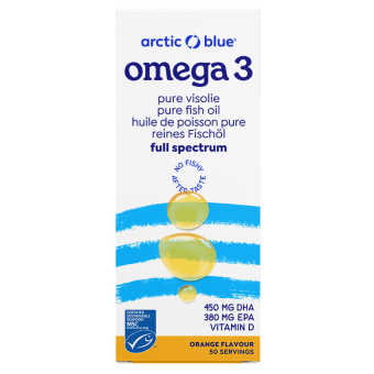 Arctic Blue Omega 3 Pure Visolie met Vitamine D Sinaasappelsmaak 150 ml