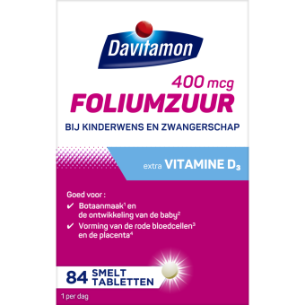 Davitamon Foliumzuur 400mcg Vitamine D3 Smelttabletten 84