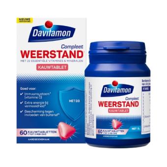 Davitamon Compleet Weerstand Aardbei Kauwtabletten 60 stuks
