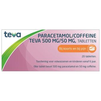 Teva Paracetamol Coffeïne tablet 500/50mg 20st