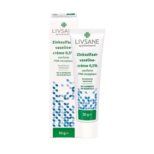 Livsane Livsane Zinksulfaatvaselinecrème 0,5% Conform FNA receptuur 30 gram