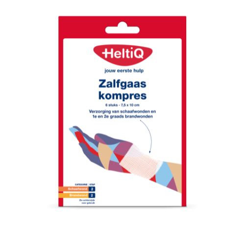HeltiQ Zalfgaaskompres 7,5 x 10cm 6 stuks