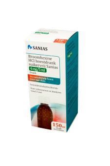 Sanias Broomhexine HCL Suikervrije Hoestdrank 4 mg/5 ml 150ml