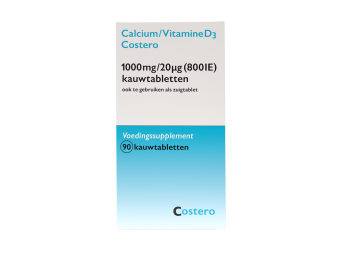 Costero Calcium/ Vitamine D3 Kauwtablet 1000mg/800ie 90 Stuks