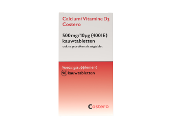 Costero Calcium/Vitamine D3 Kauwtablet 500mg/400IE 90 stuks
