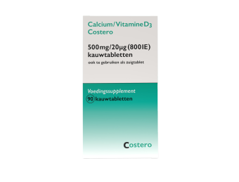 Costero Calcium/Vitamine D3 Kauwtablet 500mg/800IE 90 stuks