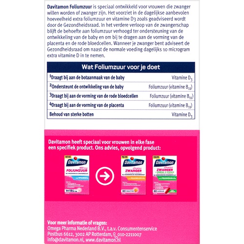 Davitamon Foliumzuur 400mcg Vitamine D3 Smelttabletten 84