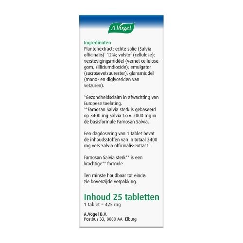 A.Vogel Famosan Salvia Sterk Tabletten 25 stuks 