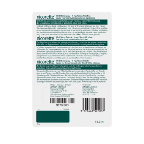 Nicorette Mint Nicotine 1mg Mondspray 150ml